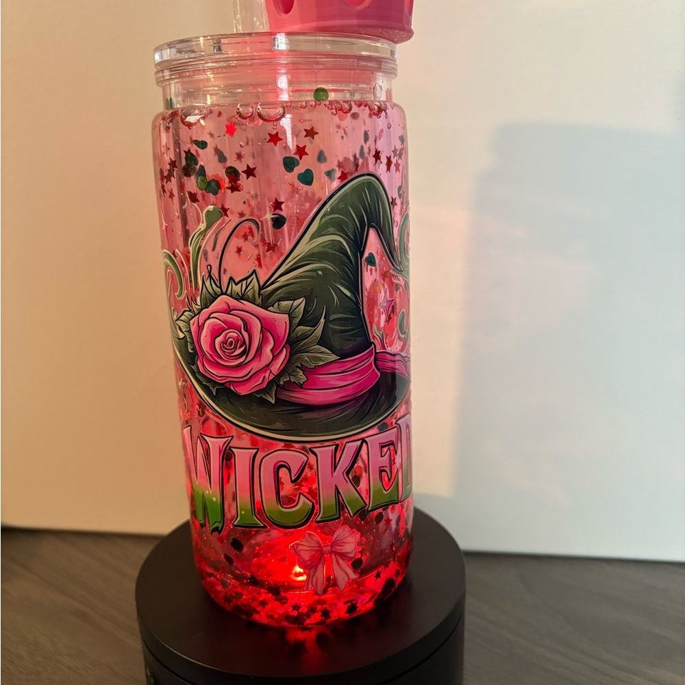 Wicked Pink Glitter Water Bottle